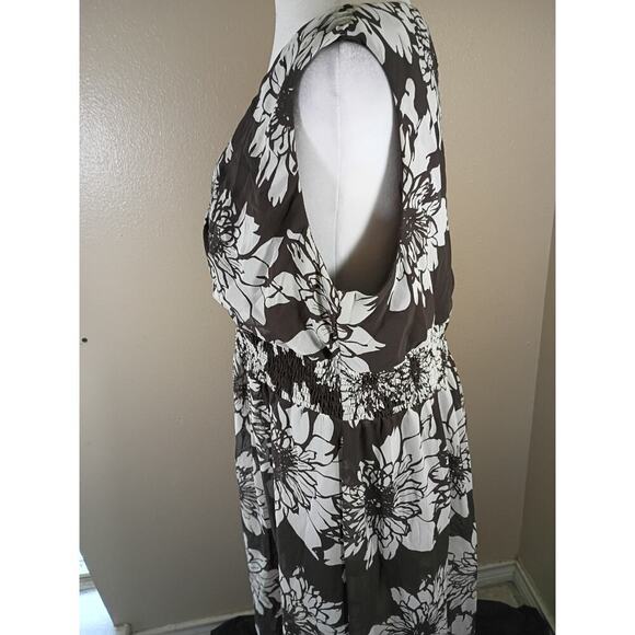 Lane Bryant Dress Brown Floral Wrap Top Sheer Over Lining Sz 16 Sleeveless Flowy - Picture 8 of 10